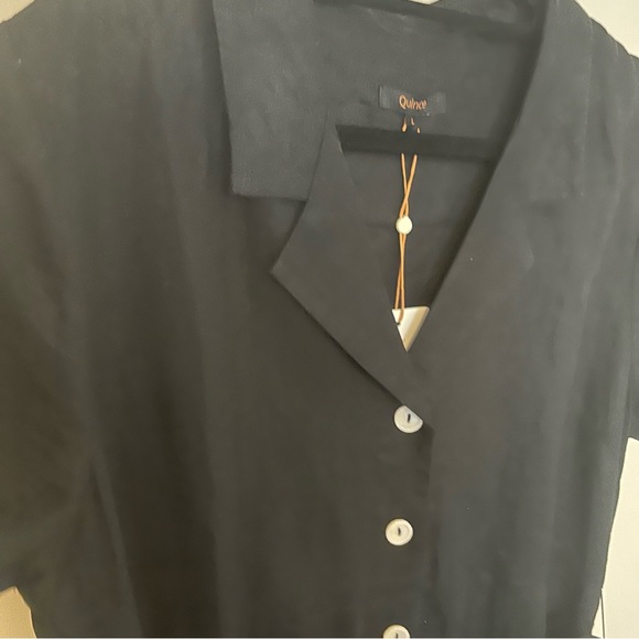 100% European Linen Black button front Midi Dress NWT - Picture 2 of 4